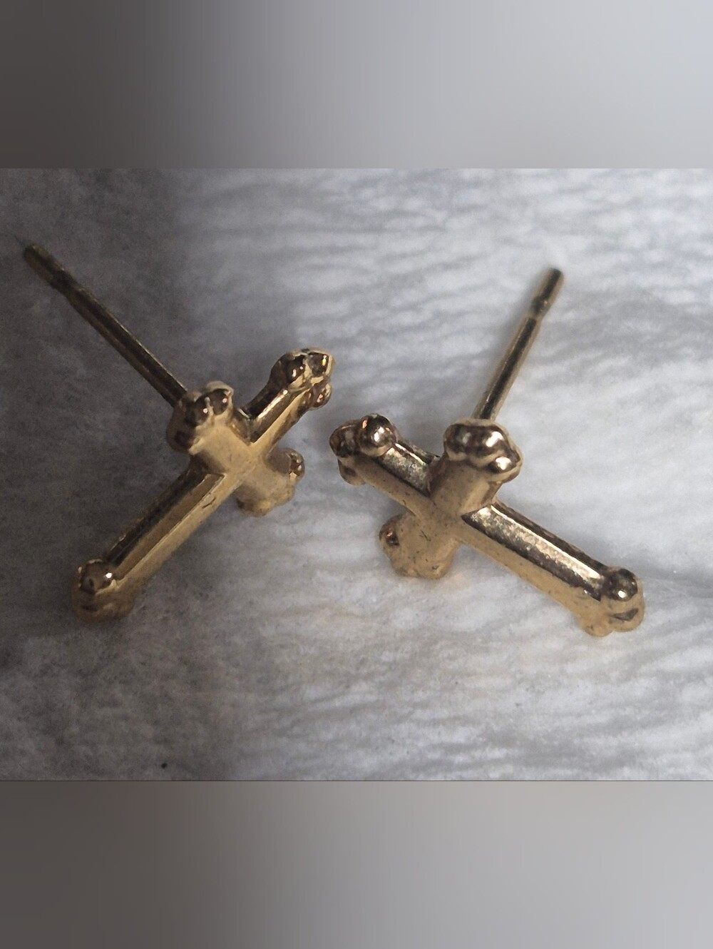 Vintage Gold Cross Stud Earrings - Simple Cross Design